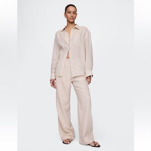 NWT Gap Linen-Blend Easy Wide-Hem Pants